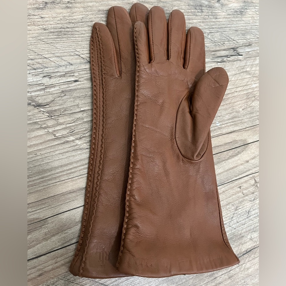 Ralph Lauren size medium tan leather gloves
